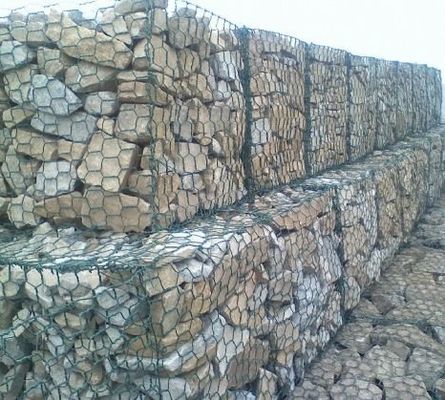 Galvanizli 80*100mm 2mm Gabion Tel Ağı Güçlü Dokuma sepeti