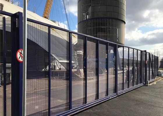Toz kaplama Siyah Metal Güvenlik Çit Tipi Kaygan Kapı 2.0m X 6.0m