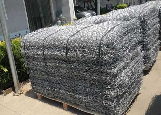 Galvanizli 60x80mm Dokumalı Gabion Sepeti İnce Mesh Metaller Gabion Sepeti